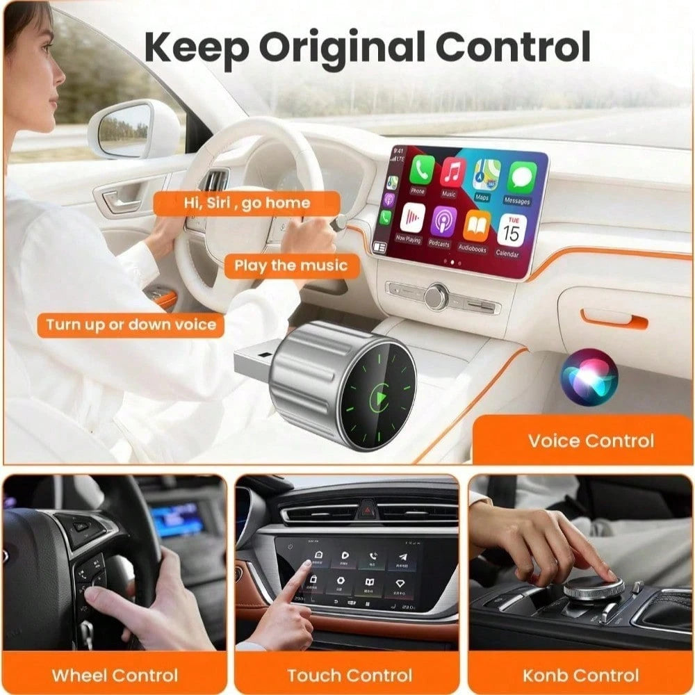 2 In 1 Wireless CarPlay & Android Auto Adapter: Mini Universal CarPlay Dongle, Plug & Play, Convert Wired To Wireless, Fast Stable Connection, No Delay, For & Android With USB/USB-C Port(Comes With Da