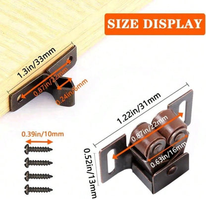 2 Pack Cabinet Latch Double Roller Catch For Cupboard Closet Cabinet Door Latches And Catches, Bronze
