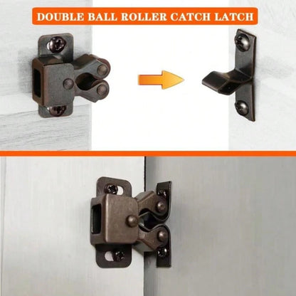 2 Pack Cabinet Latch Double Roller Catch For Cupboard Closet Cabinet Door Latches And Catches, Bronze