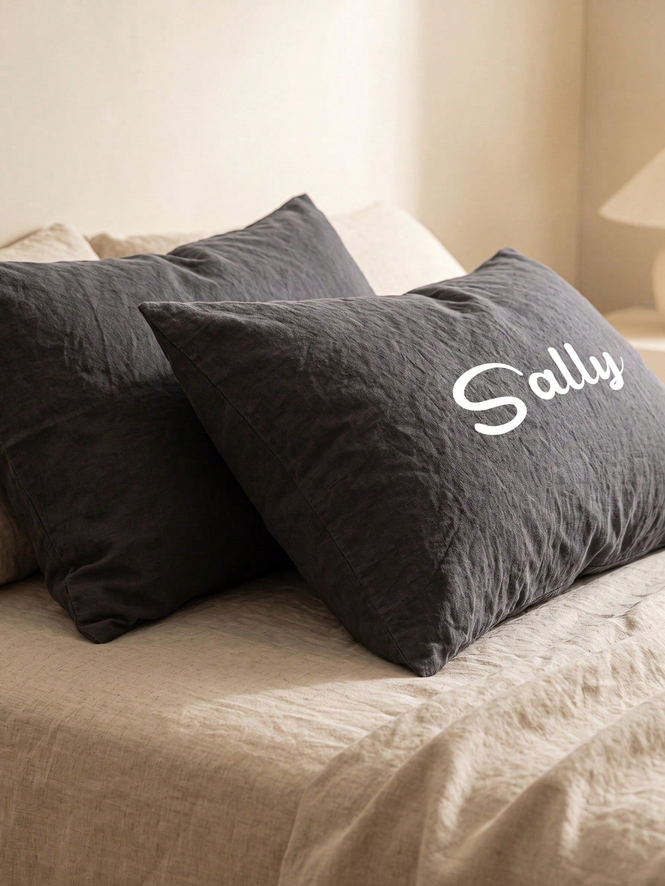 2 Packs Custom Heat Transfer Solid Color Pillow Covers, Washed Textured Rectangular Pillowcases For Bed Sofa Minimalist Bedroom Living Room Decor, 4 Neutral Shades Ideal Housewarming Holiday Gift For