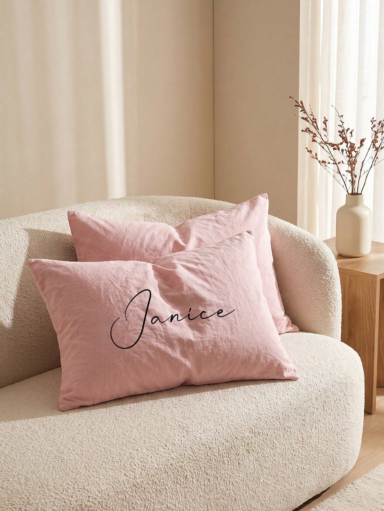 2 Packs Custom Heat Transfer Solid Color Pillow Covers, Washed Textured Rectangular Pillowcases For Bed Sofa Minimalist Bedroom Living Room Decor, 4 Neutral Shades Ideal Housewarming Holiday Gift For