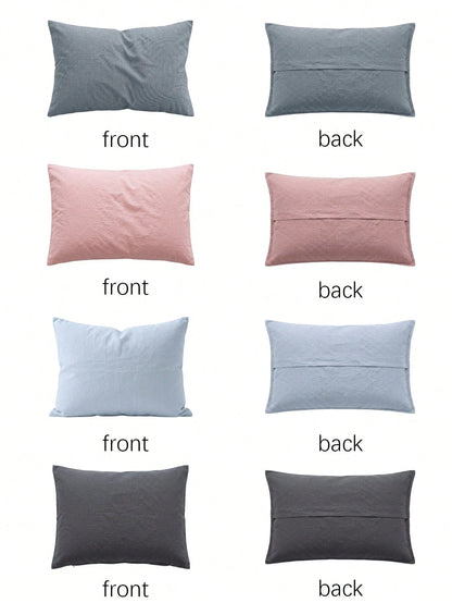 2 Packs Custom Heat Transfer Solid Color Pillow Covers, Washed Textured Rectangular Pillowcases For Bed Sofa Minimalist Bedroom Living Room Decor, 4 Neutral Shades Ideal Housewarming Holiday Gift For