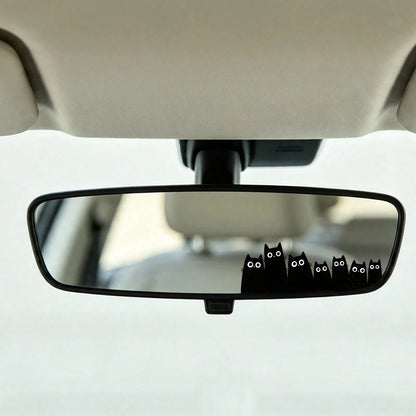 2 PCS Funny Black Cat Squad Car Mirror Decal- Peeking Silhouette Kittens Sticker For Rearview Mirror, Sun Visor, Or Auto Window- Cute Anime (Kitties)