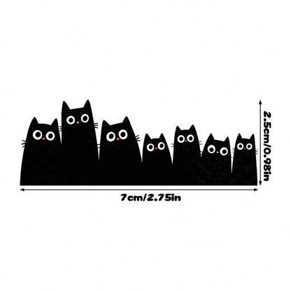 2 PCS Funny Black Cat Squad Car Mirror Decal- Peeking Silhouette Kittens Sticker For Rearview Mirror, Sun Visor, Or Auto Window- Cute Anime (Kitties)