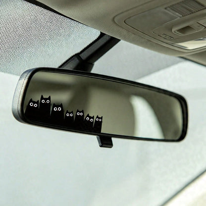 2 PCS Funny Black Cat Squad Car Mirror Decal- Peeking Silhouette Kittens Sticker For Rearview Mirror, Sun Visor, Or Auto Window- Cute Anime (Kitties)