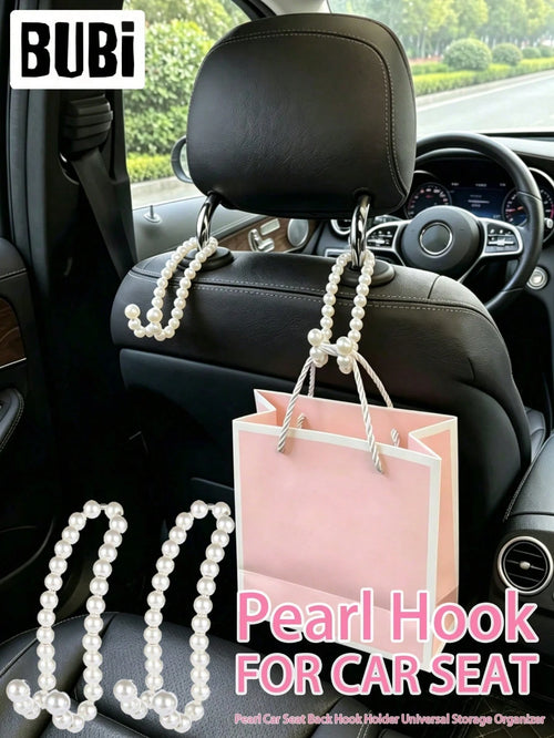 2 Pearl-Shaped Car Seat Back Clips, A Universal Storage Organizer For The Car, Car Interior Decoration Accessories, Attractive And Practical, Suitable For Giving As A Gift To Friends And Family.