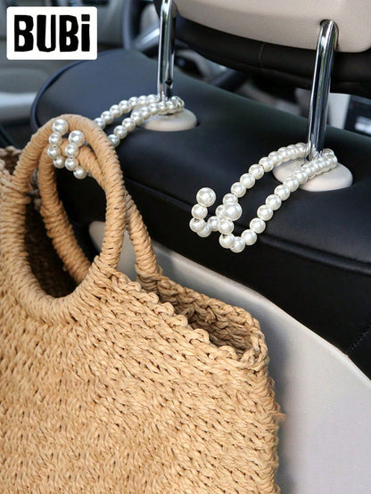 2 Pearl-Shaped Car Seat Back Clips, A Universal Storage Organizer For The Car, Car Interior Decoration Accessories, Attractive And Practical, Suitable For Giving As A Gift To Friends And Family.
