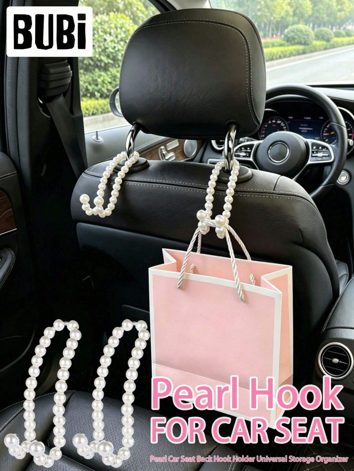 2 Pearl-Shaped Car Seat Back Clips, A Universal Storage Organizer For The Car, Car Interior Decoration Accessories, Attractive And Practical, Suitable For Giving As A Gift To Friends And Family.