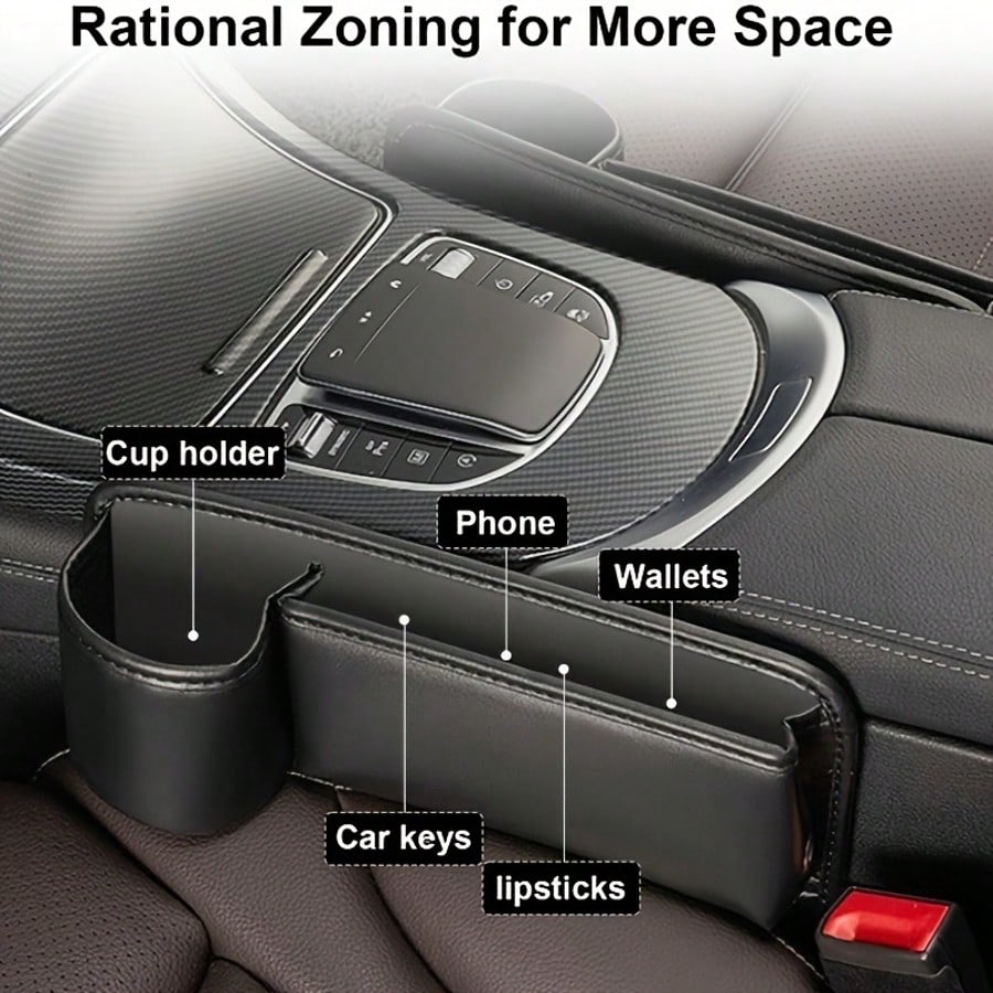2-Piece Multi-Functional Car Front And Rear Seat Gap Cup Holder- Multi-Functional Car Storage Box, Used To Organize And Store Car Interior Accessories, To Keep The Car Environment Clean And Tidy.