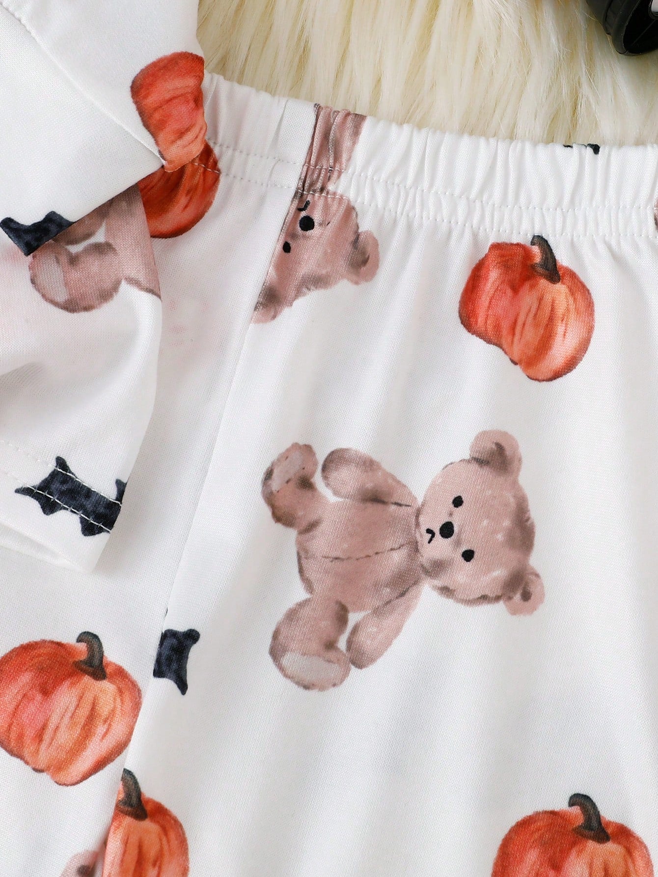 2 Pieces Newborn Long Sleeve Pants Cute Bear Pumpkin All-Over Print, Knitted Comfortable Loungewear, Best Gift For Newborns, Home Wear, Versatile Fashion, Best Choice