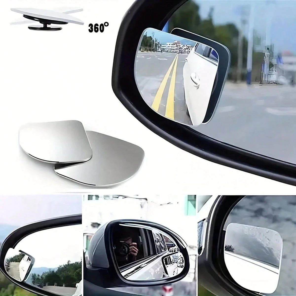 2 Pieces Set Of Universal Triangular Car Side Mirrors, Adjustable Wide-Angle Blind Spot Mirrors, Flat Mirrors For Cars And Motorcycles, Front Position, 360 ° Field Of View, Wide-Angle Rearview Mirrors