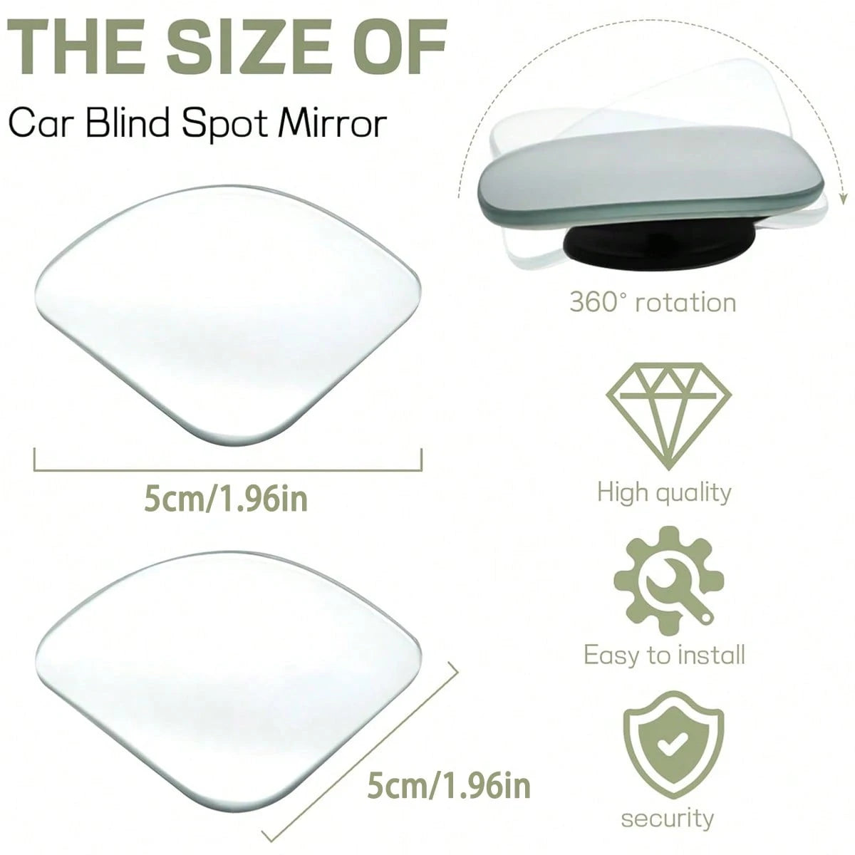 2 Pieces Set Of Universal Triangular Car Side Mirrors, Adjustable Wide-Angle Blind Spot Mirrors, Flat Mirrors For Cars And Motorcycles, Front Position, 360 ° Field Of View, Wide-Angle Rearview Mirrors