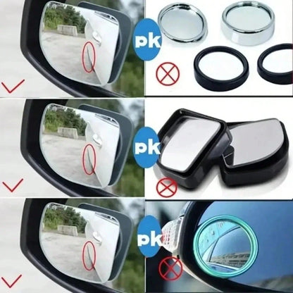 2 Pieces Set Of Universal Triangular Car Side Mirrors, Adjustable Wide-Angle Blind Spot Mirrors, Flat Mirrors For Cars And Motorcycles, Front Position, 360 ° Field Of View, Wide-Angle Rearview Mirrors