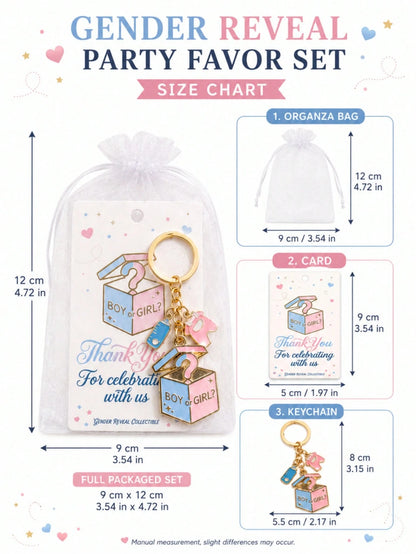 20 Sets Gender Reveal Party Favor Set, Boy/Girl Question Mark Box Baby Theme Keychain With Thank You Card And White Drawstring Gauze Bag, Suitable For Baby Shower, Expectant Mother Gathering, Gender R