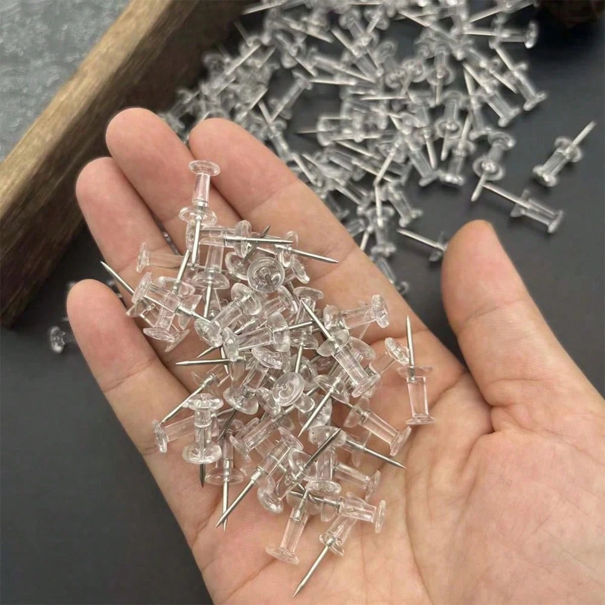 200pcs Transparent Plastic Head Steel Tip Thumbtacks, Suitable For Wall, Cork Board, Map, Calendar, Photo DIY Projects In Home & Office, Durable Pushpins