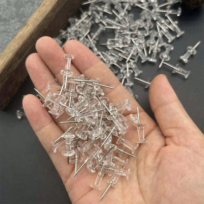 200pcs Transparent Plastic Head Steel Tip Thumbtacks, Suitable For Wall, Cork Board, Map, Calendar, Photo DIY Projects In Home & Office, Durable Pushpins