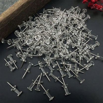 200pcs Transparent Plastic Head Steel Tip Thumbtacks, Suitable For Wall, Cork Board, Map, Calendar, Photo DIY Projects In Home & Office, Durable Pushpins