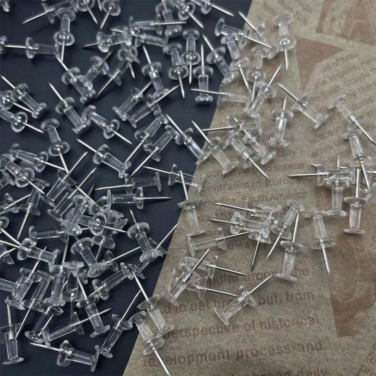 200pcs Transparent Plastic Head Steel Tip Thumbtacks, Suitable For Wall, Cork Board, Map, Calendar, Photo DIY Projects In Home & Office, Durable Pushpins