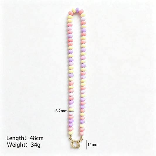 2026 Hot-Selling New Dopamine-Dyed Abacus Bead Handmade Beaded Necklace Candy Color Mixed Beads Clavicle Chain Stainless Steel Sailor Clasp