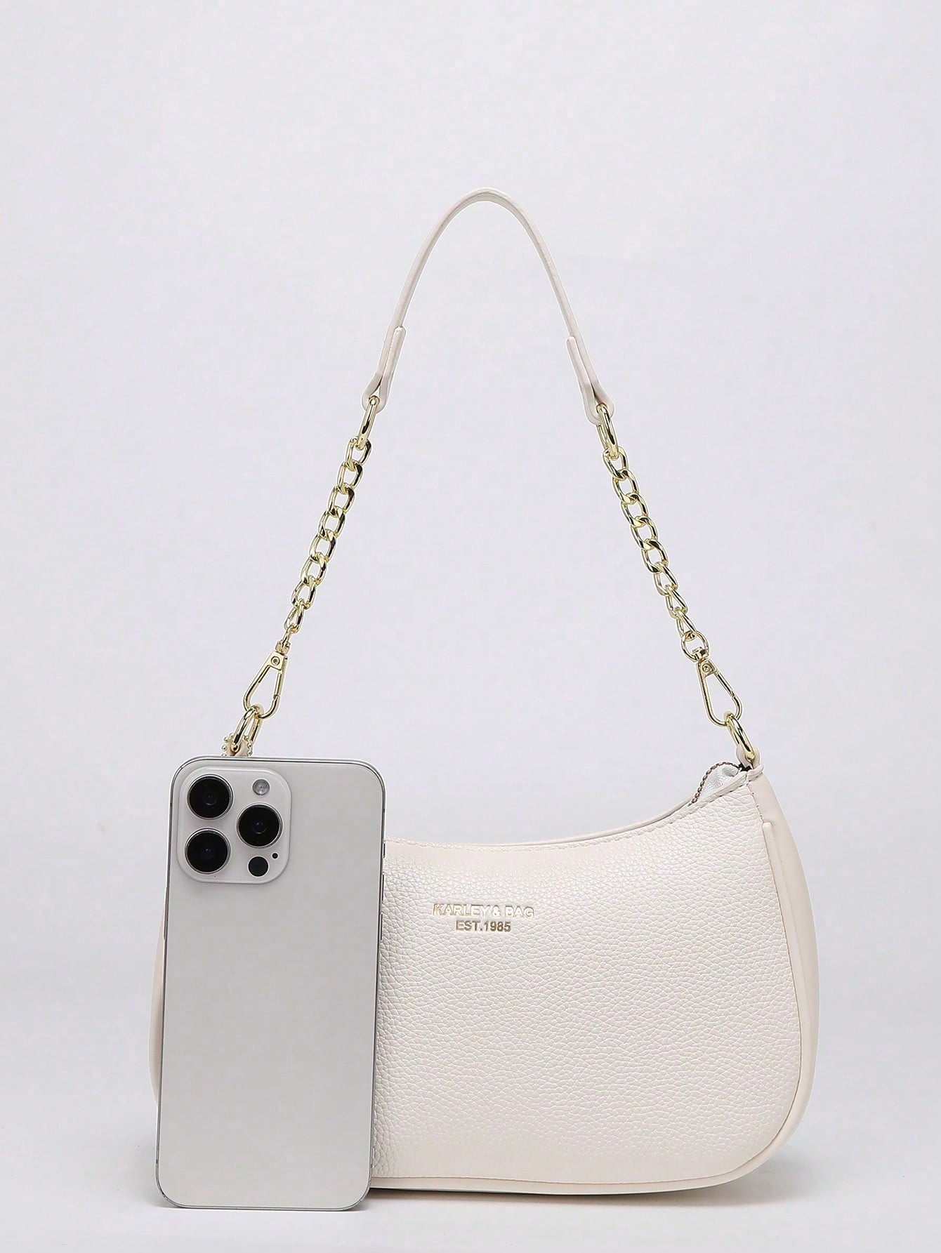 2026 New Classic Wild Letter Pattern Decor Design Solid Color PU Leather Shoulder Bag Moon Bag, Suitable For Shopping, Can Be Worn Crossbody