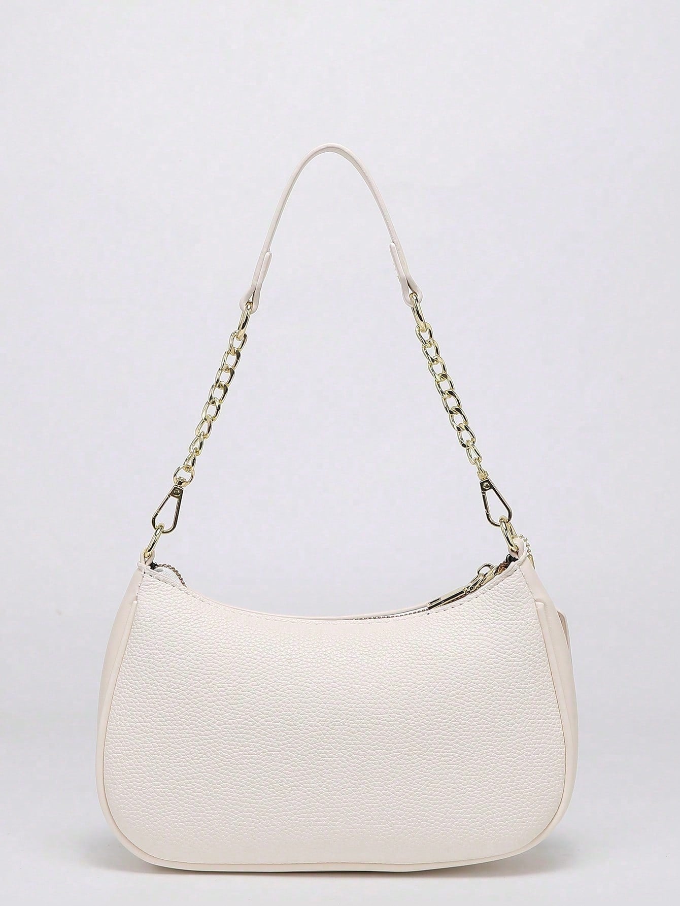 2026 New Classic Wild Letter Pattern Decor Design Solid Color PU Leather Shoulder Bag Moon Bag, Suitable For Shopping, Can Be Worn Crossbody