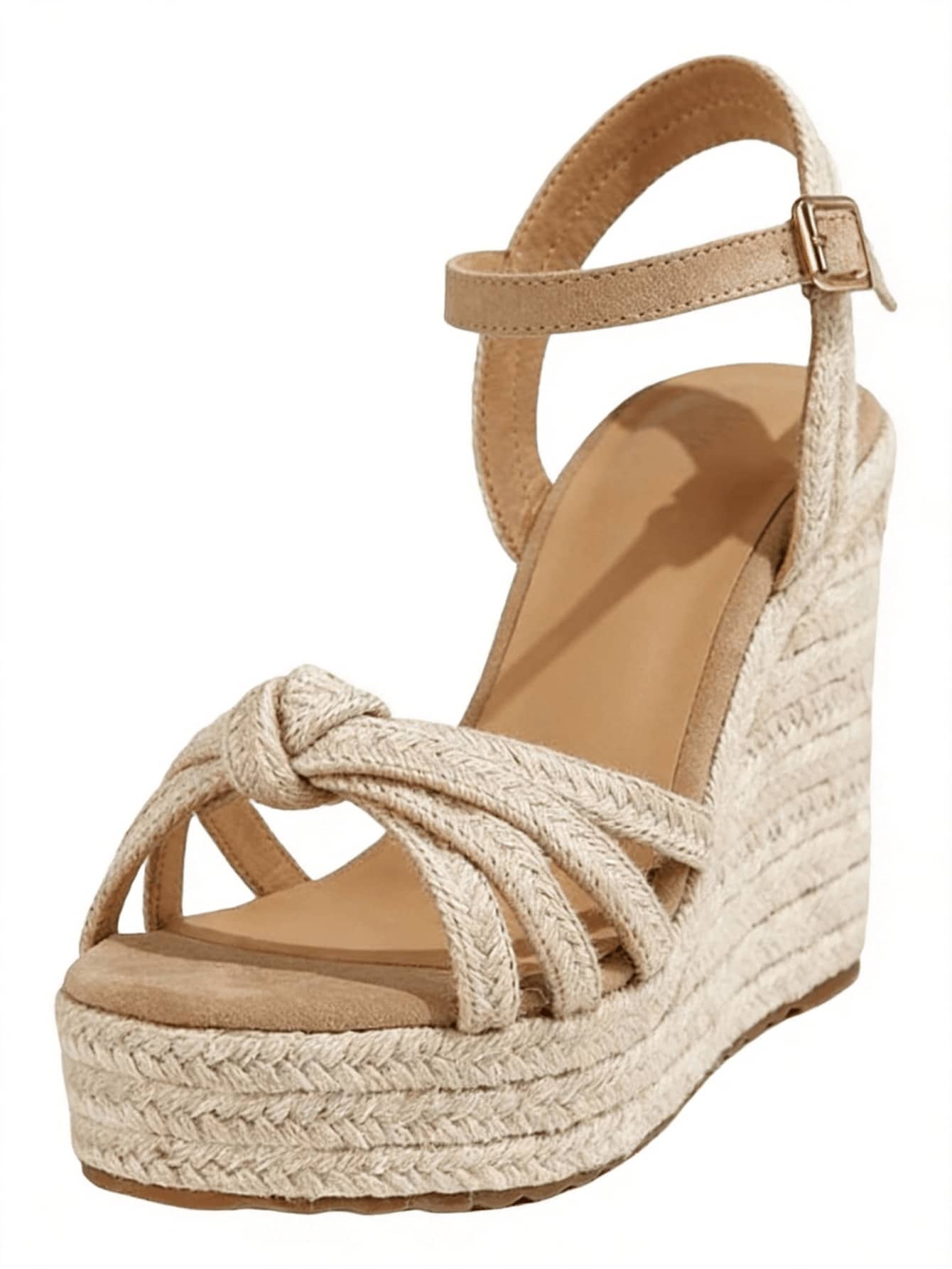 2026 New Summerbreak Platform Sandals For Women Summer Braided Strap Adjustable Buckle Thick Bottom Lightweight Apricot Beach Outfits Ladies Shoes