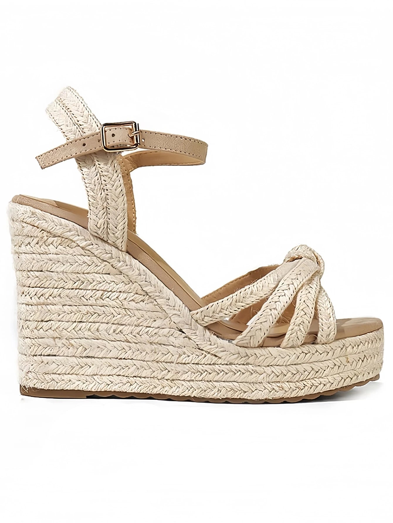 2026 New Summerbreak Platform Sandals For Women Summer Braided Strap Adjustable Buckle Thick Bottom Lightweight Apricot Beach Outfits Ladies Shoes
