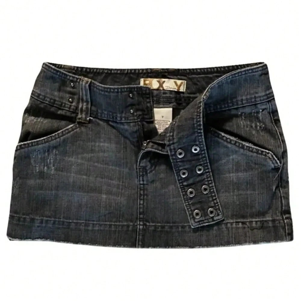 2026Short Skirt Applique Print Denim Goth Street Hip Hop Hoparajuku Vintage High Waist Y2k Mini Sexy Loose Casual Women's SkirtA Must-Have For Women