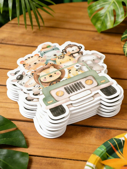 20pcs Animal Shaped Paper Napkins, Suitable For Baby Shower Party Tableware, Jungle Animal Party Disposable Napkins, Applicable For Jungle Animal Birthday Party Decorations, Baby Shower Decorations, G