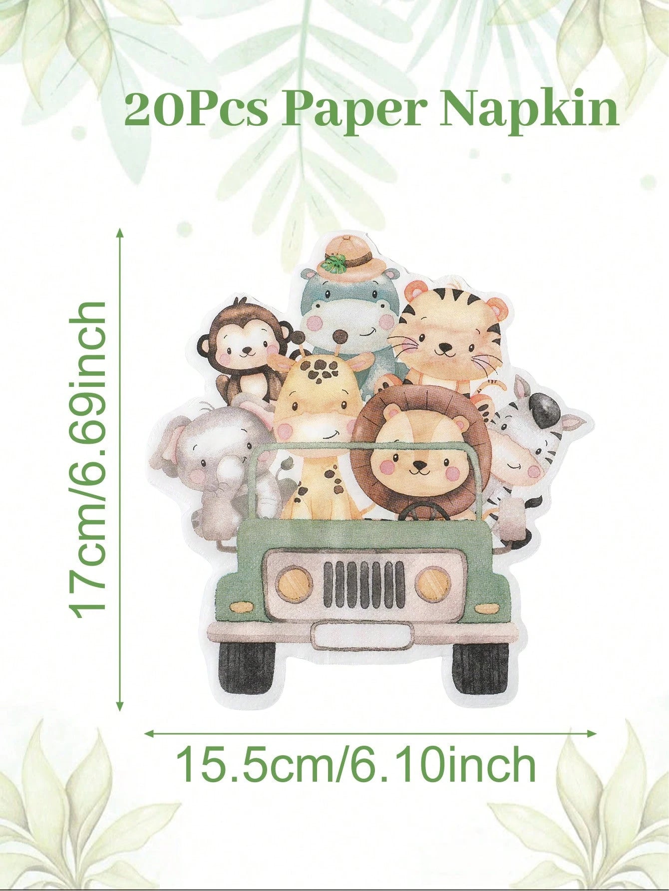 20pcs Animal Shaped Paper Napkins, Suitable For Baby Shower Party Tableware, Jungle Animal Party Disposable Napkins, Applicable For Jungle Animal Birthday Party Decorations, Baby Shower Decorations, G