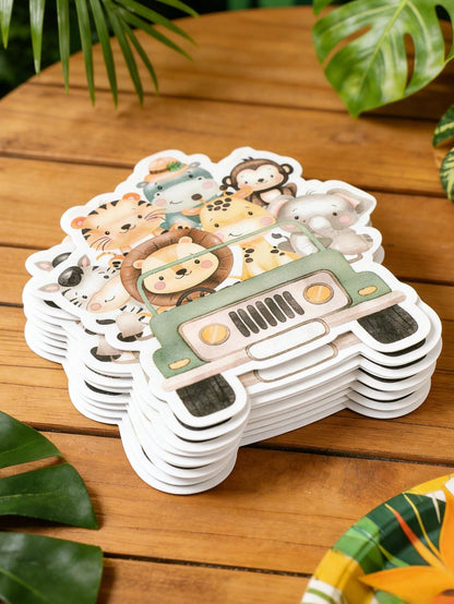 20pcs Animal Shaped Paper Napkins, Suitable For Baby Shower Party Tableware, Jungle Animal Party Disposable Napkins, Applicable For Jungle Animal Birthday Party Decorations, Baby Shower Decorations, G