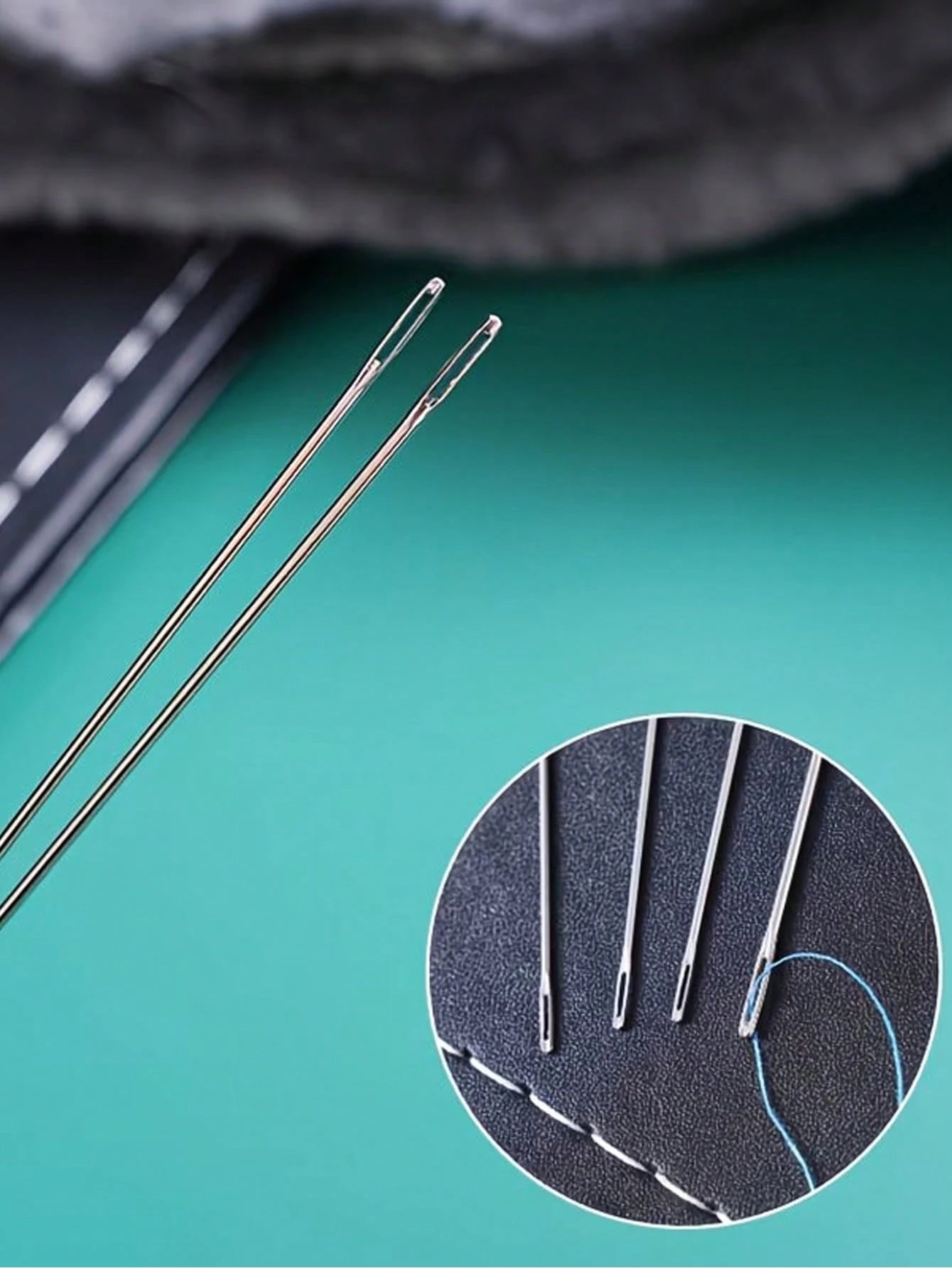 20pcs Big Eye Needle Threader Set, Traditional Steel Needles For Elderly, Handwork Sewing Clothes & Quilts (Random Color Needle Holder: Red Or Blue), Fine Needles For Handmade Sewing, Clothes, Quilts,