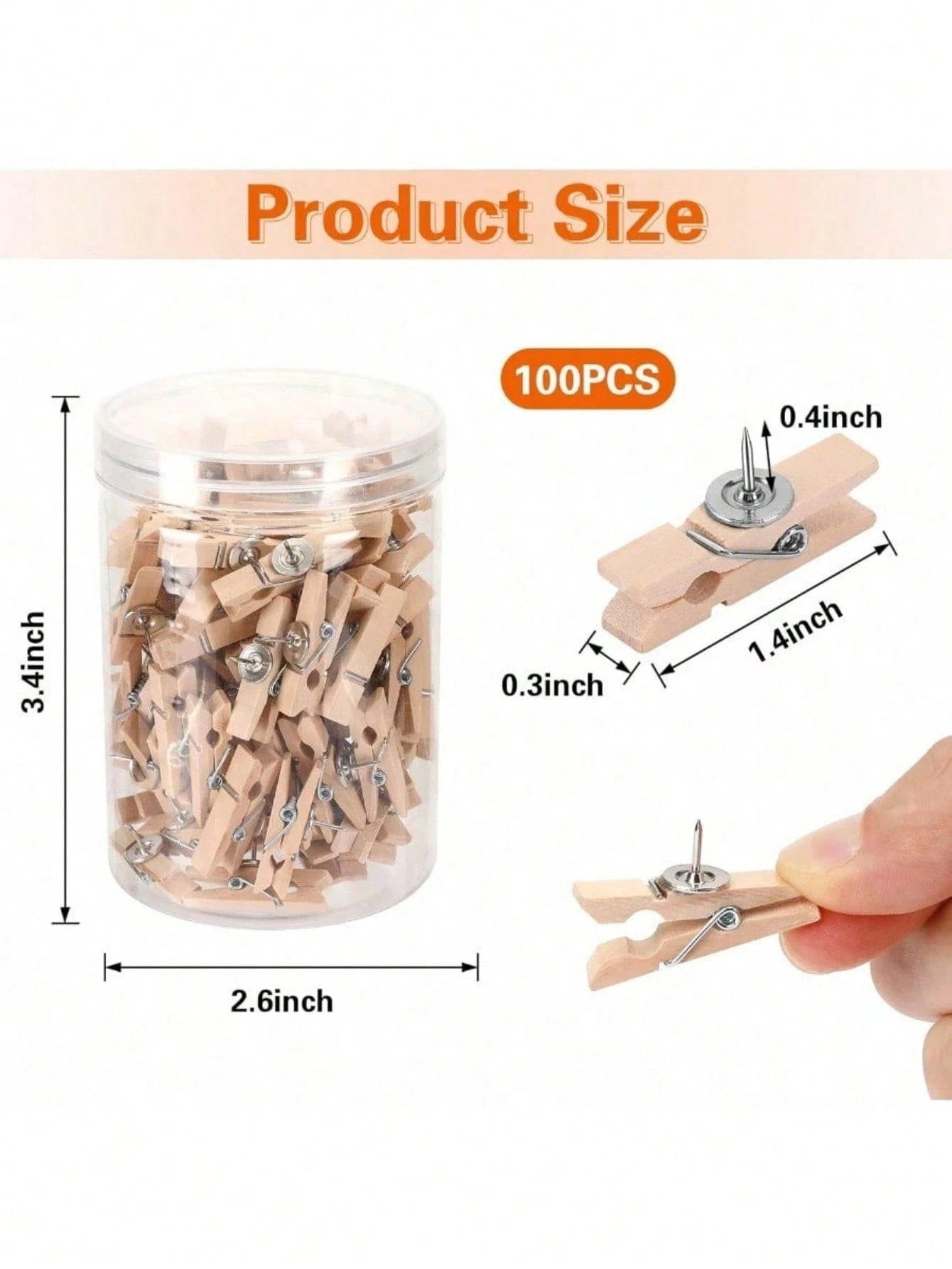 20pcs Creative Wooden Clips, Photo Clips, Cork Board Pins, Multipurpose Pins Suitable For Cork Boards And Bulletin Boards, Office And Classroom Decor