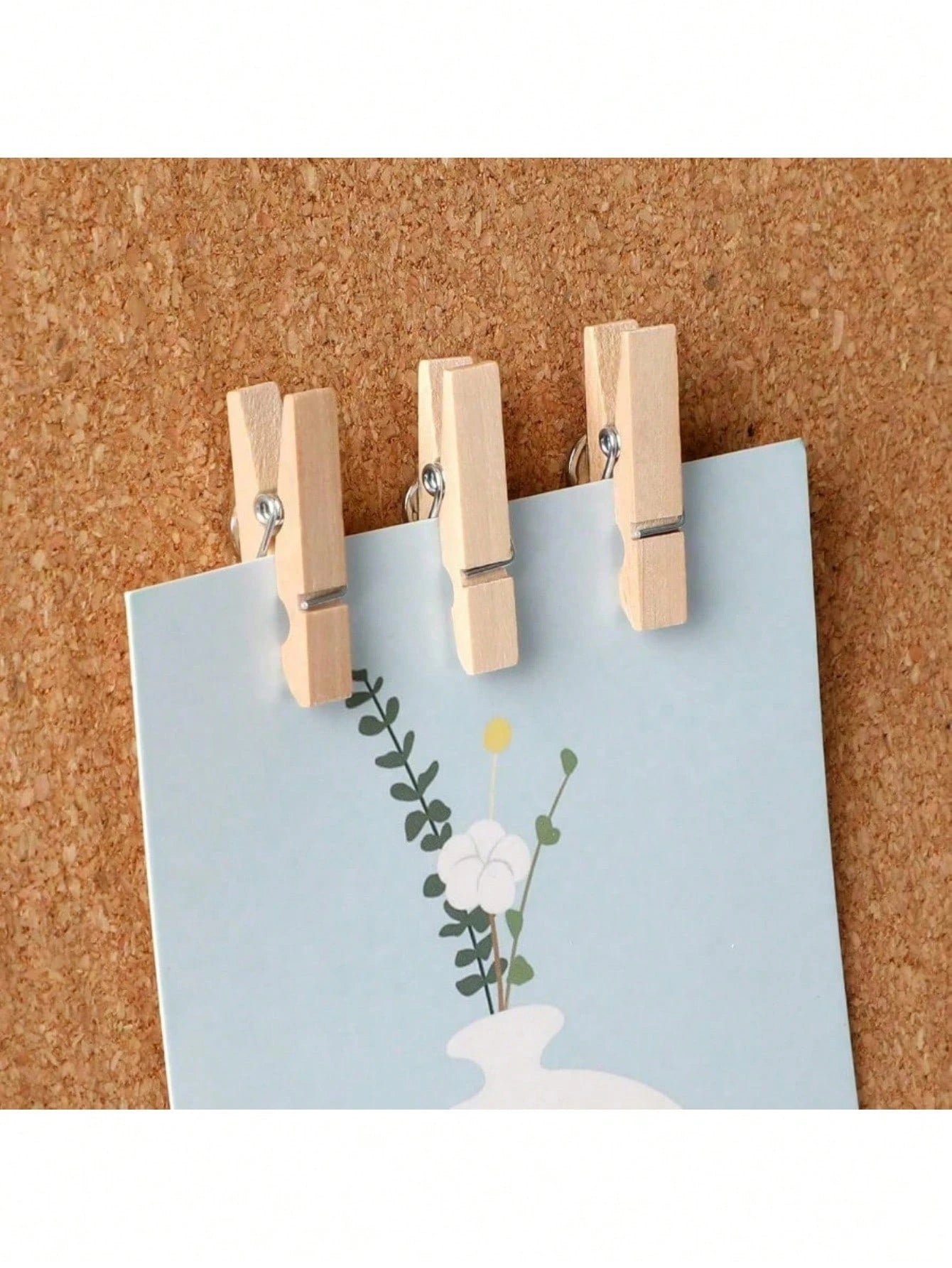 20pcs Creative Wooden Clips, Photo Clips, Cork Board Pins, Multipurpose Pins Suitable For Cork Boards And Bulletin Boards, Office And Classroom Decor