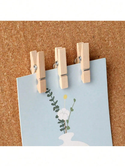20pcs Creative Wooden Clips, Photo Clips, Cork Board Pins, Multipurpose Pins Suitable For Cork Boards And Bulletin Boards, Office And Classroom Decor