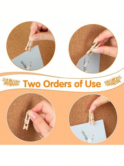 20pcs Creative Wooden Clips, Photo Clips, Cork Board Pins, Multipurpose Pins Suitable For Cork Boards And Bulletin Boards, Office And Classroom Decor