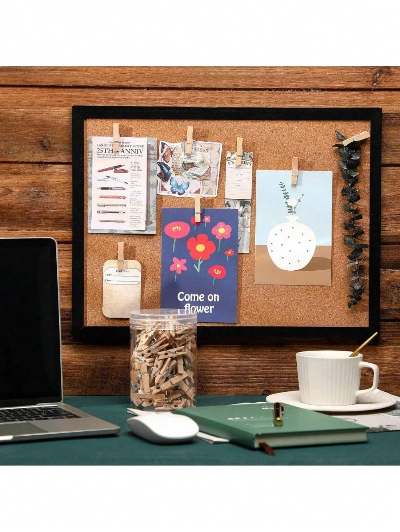 20pcs Creative Wooden Clips, Photo Clips, Cork Board Pins, Multipurpose Pins Suitable For Cork Boards And Bulletin Boards, Office And Classroom Decor