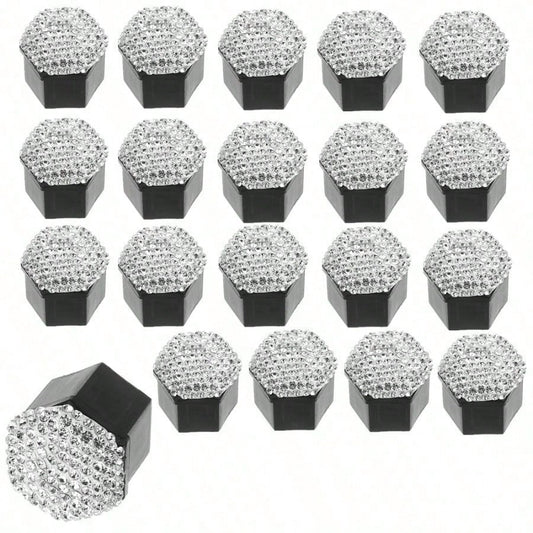 20PCS One Box Diamond-Encrusted Car Wheel Screw Protective Cover Cross-Border Car Tire Decorative Cap Diamond-Encrusted Car Wheel Dust Cover Female