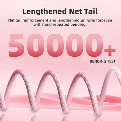 20W Wall Fast Charging Set Pink Charging Adapter, With 3.3FT/100cm Long Nylon Braided Charging Cable Anti-Tangle Data Cable USB-C To Apple IOS Charging Set, Compatible With IPhone 14 13 12 11 Pro Max