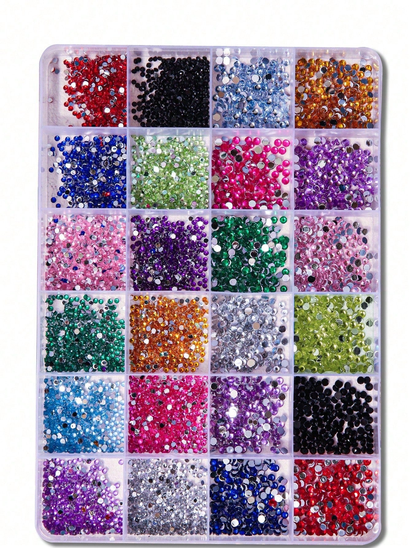 24-Grid Nail Charms Hotspot, Flat Bottom Resin Neon Electroplated Ab Resin Diamond Nail Decorations, 2Mm Diamond, 3Mm Diamond Nail Supplies Nails Nail Gems Nail Rhinestones