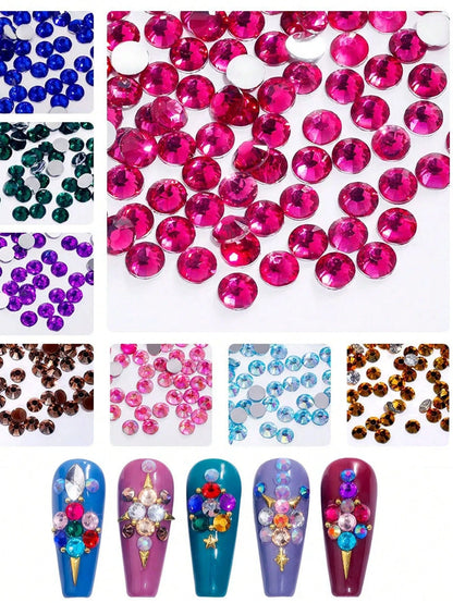 24-Grid Nail Charms Hotspot, Flat Bottom Resin Neon Electroplated Ab Resin Diamond Nail Decorations, 2Mm Diamond, 3Mm Diamond Nail Supplies Nails Nail Gems Nail Rhinestones