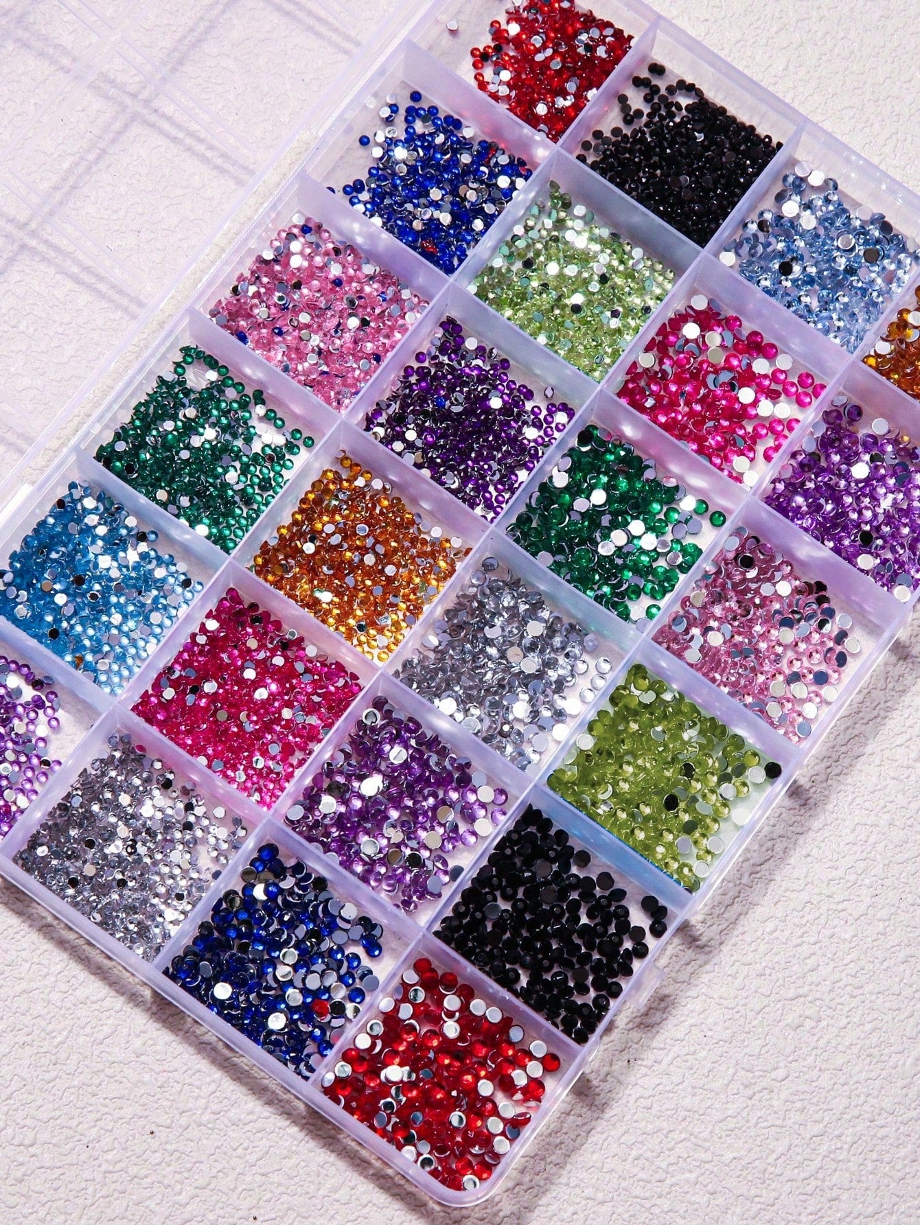 24-Grid Nail Charms Hotspot, Flat Bottom Resin Neon Electroplated Ab Resin Diamond Nail Decorations, 2Mm Diamond, 3Mm Diamond Nail Supplies Nails Nail Gems Nail Rhinestones