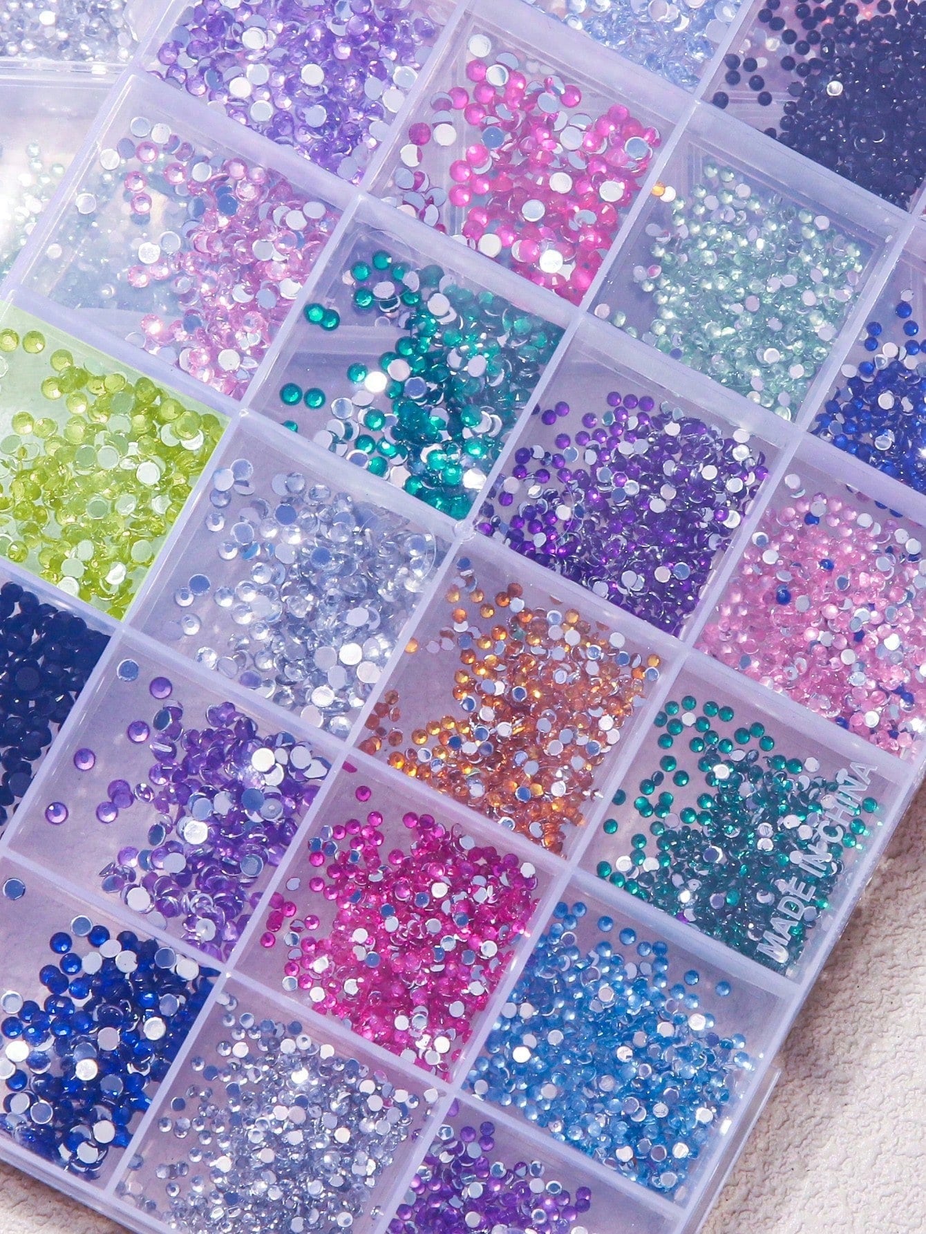 24-Grid Nail Charms Hotspot, Flat Bottom Resin Neon Electroplated Ab Resin Diamond Nail Decorations, 2Mm Diamond, 3Mm Diamond Nail Supplies Nails Nail Gems Nail Rhinestones