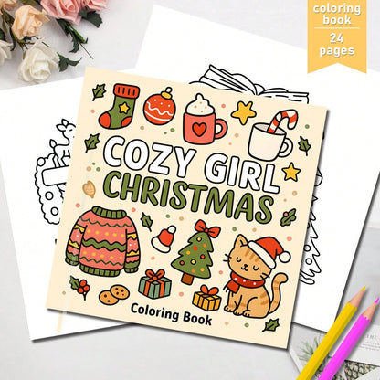 24-Page Christmas Coloring Book: Warm Christmas, Original Illustrations, Pearl Paper Cover And Thick Inner Pages, Christmas Gift, Halloween Gift, Birthday Gift, Party Gift, Back To School Gift, 7.9*7.