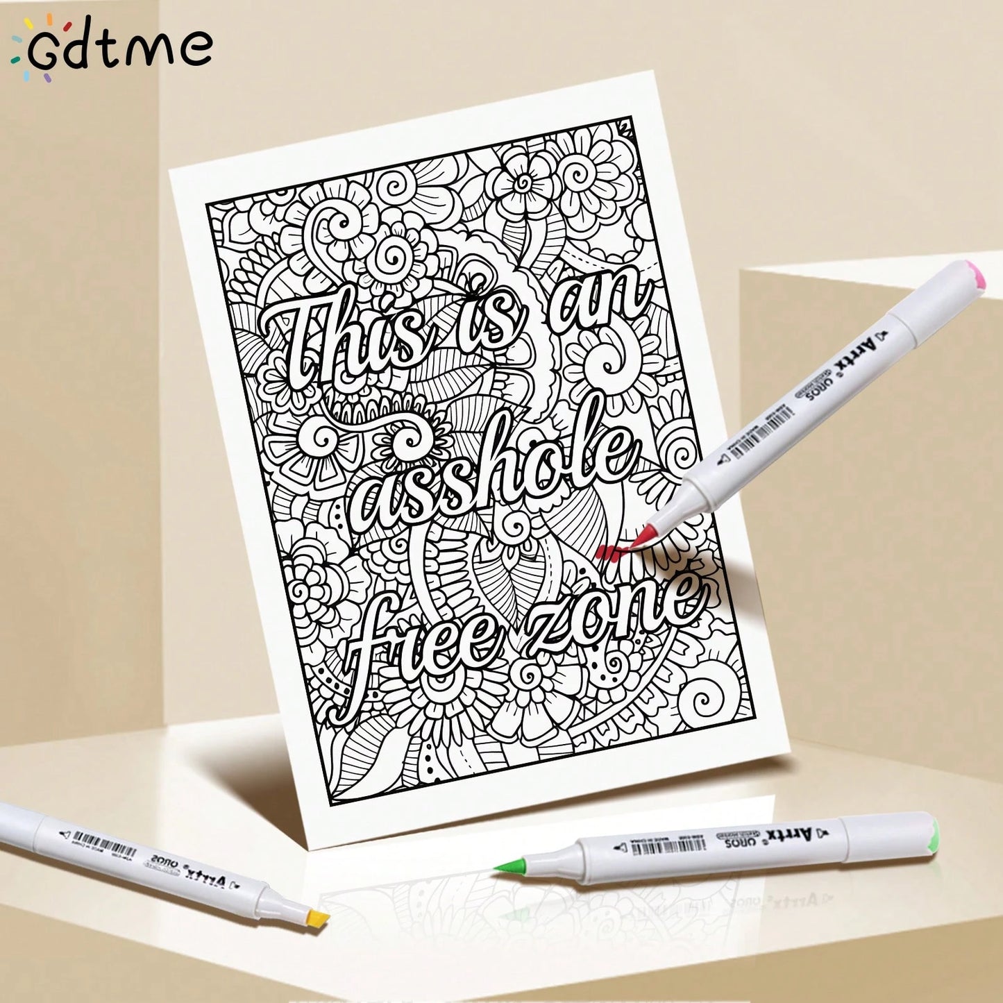 24 Pages Workplace Humor Quote Coloring Book For Adults, Witty Office Life Sayings With Vibrant Floral Doodle Patterns Coloring Pages, Stress Anxiety Relief Relax Therapy Coloring Notebook For Office