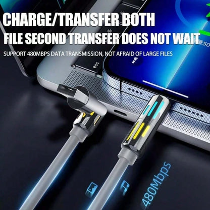 240W 4-In-1 USB C Cable, PD 5A Multi Fast Charging Cable With Breathing Light, Braided PVC & Zinc Alloy USB-A To Dual Type-C Data Cord, Versatile Connectivity| Stylish Breathing Light| Zinc Alloy Sh