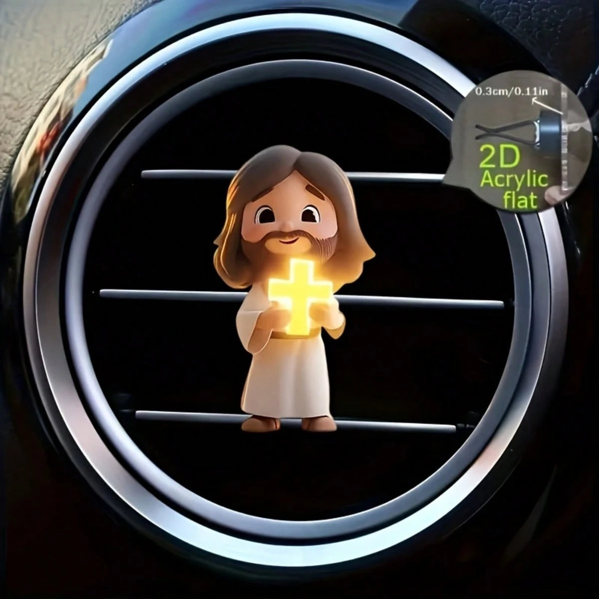 2D (Non-3D) Car Air Vent Clip- Jesus Cross Decor, Fashionable Interior Accessory, Aroma Diffuser (Random Fragrance), Cute Car Decoration, Perfect Neutral Holiday Gift