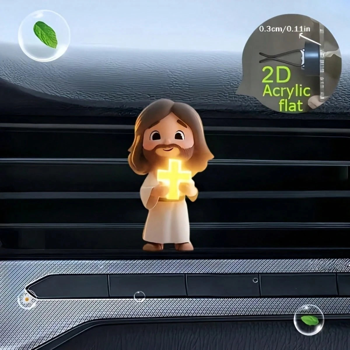 2D (Non-3D) Car Air Vent Clip- Jesus Cross Decor, Fashionable Interior Accessory, Aroma Diffuser (Random Fragrance), Cute Car Decoration, Perfect Neutral Holiday Gift
