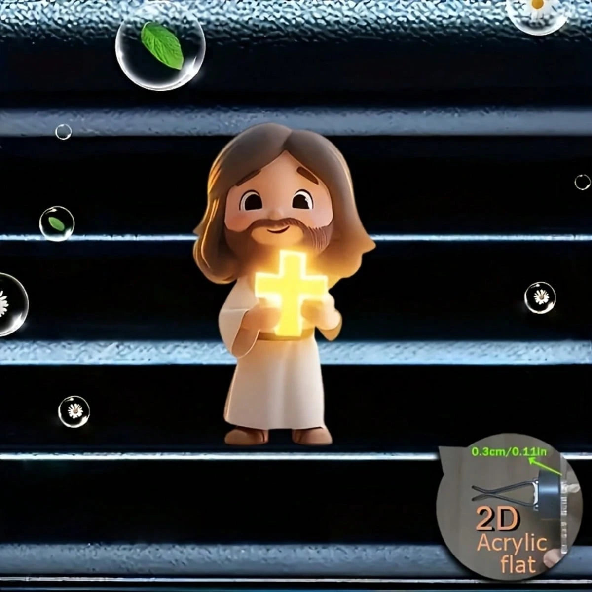 2D (Non-3D) Car Air Vent Clip- Jesus Cross Decor, Fashionable Interior Accessory, Aroma Diffuser (Random Fragrance), Cute Car Decoration, Perfect Neutral Holiday Gift