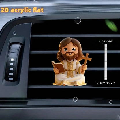 2D (Non-3D) Car Air Vent Clip- Jesus Cross Decor, Fashionable Interior Accessory, Aroma Diffuser (Random Fragrance), Cute Car Decoration, Perfect Neutral Holiday Gift
